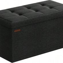 Banco Plegable Multifuncional de Poliéster, Banco Multifuncional con Espacios para Almacenamiento Multicolor - Negro - Ver 5
