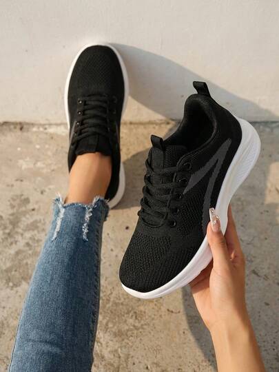 Tenis Casuales Rosas Cómodos Y Transpirables Para Mujer. Zapatos Ortopédicos Negros Ligeros Y Antideslizantes Para Mujer. Zapatos Con Amortiguación Y Cordones. Adecuados Para Correr, Entrenar, Deportes Al Aire Libre Y Caminatas.