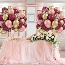 30pcs/55pcs Balloon Set 10inch/12inch Burgundy, Champagne Gold, Gold, Champagne Gold Foil Sequin Balloons, Latex Balloon Set, Suitable For Engagement Decoration, Anniversary, Wedding Decoration, Home Decoration, Party Decoration, Birthday Decoration, Date Farewell Decoration - Multicolor - View 7