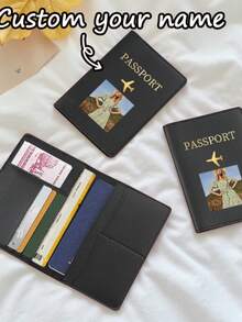 Ayotu Customized Gold Airplane Pattern Passport Holder, Smooth PU Material, Passport And Ticket Storage Bag, Travel Storage Bag, Foldable And Portable Multi-Function Storage Bag, Dust-Proof, Waterproof, Wear-Resistant, Essential Custom Gift For Holidays, Group Travel, And Family Trips - Multicolor - View 13