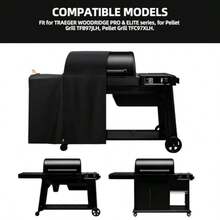 Waterproof Grill Cover For Traeger Woodridge Pro And Woodridge Elite Wood Pellet Smoker With Additional Side Zipper Full-Length 600D All Weather Outdoor Accessories Bac776 Cover Only - 黑色 - 查看 7