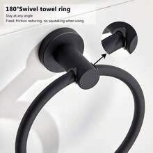 1pc Round Towel Ring, Wall-Mounted Towel Rack, Black Or Silver Available. Suitable For Bathroom, Restroom, Barbershop, Hotel And Inn. Perfect For Hanging Towels. A Great Gift For Christmas Or Halloween. - Multicolor - View 8