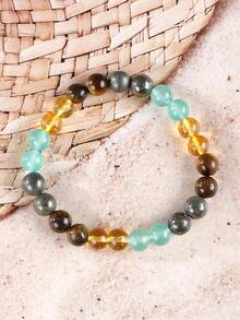 黄铁矿、绿东陵玉和虎眼石组成的招财手链，带来好运和成功，吸引财富，有助于瑜伽冥想和疗愈，男女皆宜。 - 彩色 - 查看 8