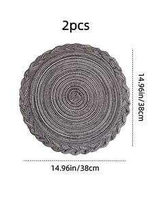 Round Placemats 2/4/6/8pcs Set - Woven Heat Resistant Non-Slip Kitchen Table Mats, 15 Inch, Washable Tablemats For Dinner, BBQ, Indoor And Outdoor Use (Black Grey) - Grey - View 9