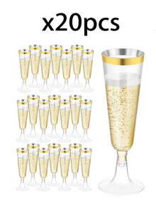 5/10 piezas Copas de champán de plástico transparente reutilizables de 4.5 onzas, vasos irrompibles adecuados para fiestas, bodas y eventos grandes, elegantes y fáciles de limpiar - Multicolor - Ver 21