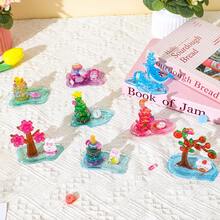 可爱、清新、甜美、自然风格的卡通新款3D水晶叠叠乐贴纸、文具贴纸、涂鸦贴纸、糖果树脂贴纸、贴纸书、卡通印章糖果微场景贴纸、3D装饰手绘贴纸，无需裁剪，返校用品，迎接新学期 - 彩色 - 查看 6
