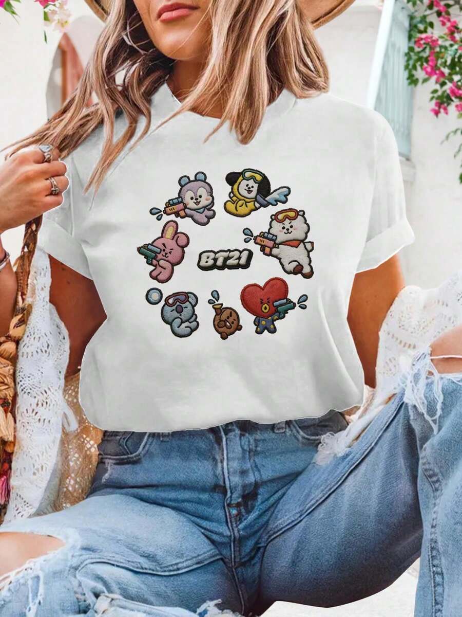 Damen T Shirt Bequem Modern Sommer Look  Fashion Must Have Perfekt Für Alltag Und Freizeit Neu Eingetroffen - trắng - Xem 1