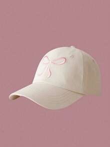 时尚蝴蝶结刺绣女士Y2K棒球帽，1顶，适合春秋季旅行、海滩派对，可调节防晒休闲棒球帽 - 彩色 - 查看 2