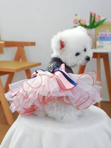 1件宠物服装，可爱浪漫连衣裙系列，适合小型犬猫，小公主裙 - 灰色上衣 - 彩色 - 查看 2