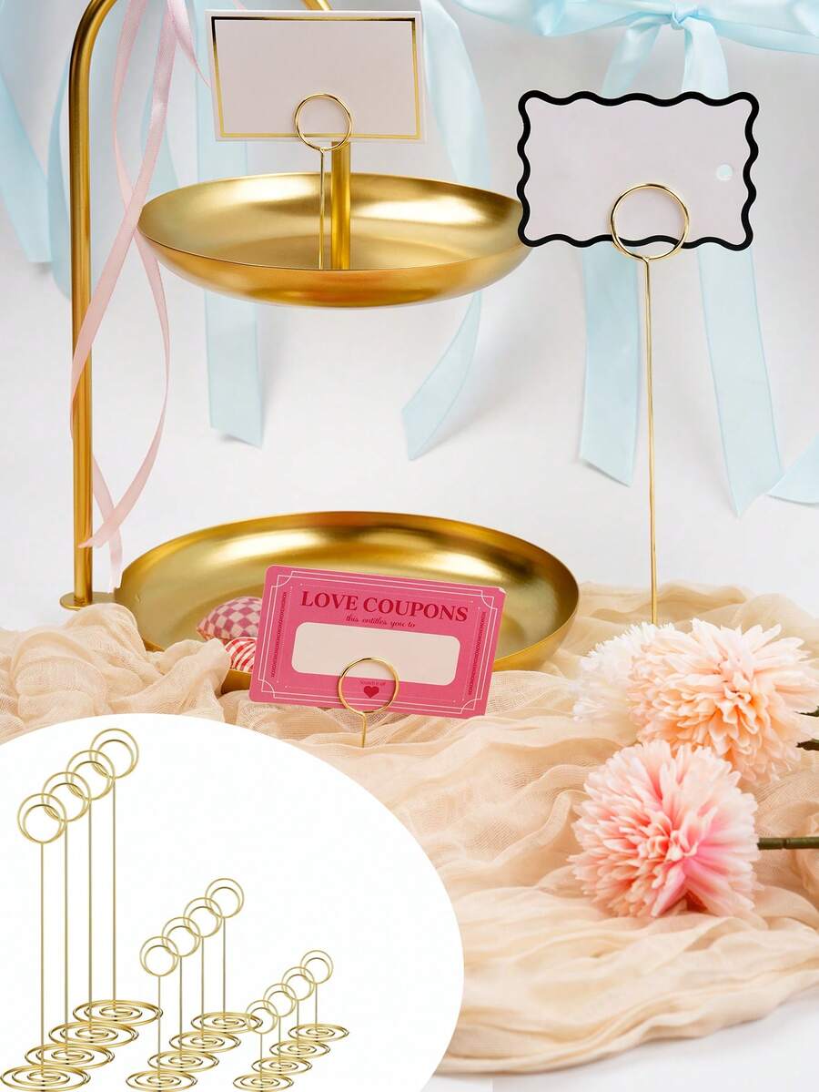 12 piezas Soportes de números de mesa plateados, 3 tamaños 5cm/8.5cm/22cm Soportes de fotos de mesa con base antideslizante, adecuados para bodas, fiestas, mesas de comedor, marcos de fotos, notas, fiestas de cumpleaños u otros banquetes