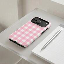 Pink Checkered MagSafe Rugged Case | Shockproof Magnetic Case For 13 Mini, 17 Pro Max, 17 - Multicolor - View 1