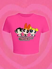 Women's Cute Printed Crew Neck Top - Adorable Casual Style, Suitable For Daily Wear And Workout - Hot Pink - View 1