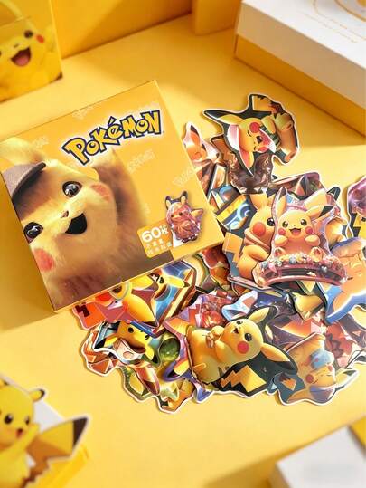  63pcs Pokemon Anime Sticker Gift Box, Premium Stickers For Decorating Notebooks, Diaries, Luggage, Reward Gifts