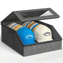 OrdoVault 1pc Sturdy Baseball Cap Storage Box, Can Hold Up To 24 Hats, Transparent Hat Organizer Box, Suitable For Closet And Bedroom, Large Hat Box With Cardboard Lining. - Multicolor - View 23