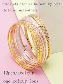 12pcs Luxury Minimalist Parent-Child Bracelet, Stacking Thin Bangle - Multicolor - View 13