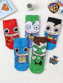 1/5/10 Pairs Warner Bros Socks, Women Short Socks, Breathable Summer Socks With Superhero Cartoon Patterns, Korean Style Casual Socks For Ladies, Moisture-Wicking, Versatile, Fashionable Cartoon Crew Socks, Suitable For Students, Adults, Gifts And Daily Wear - Multicolor - View 5