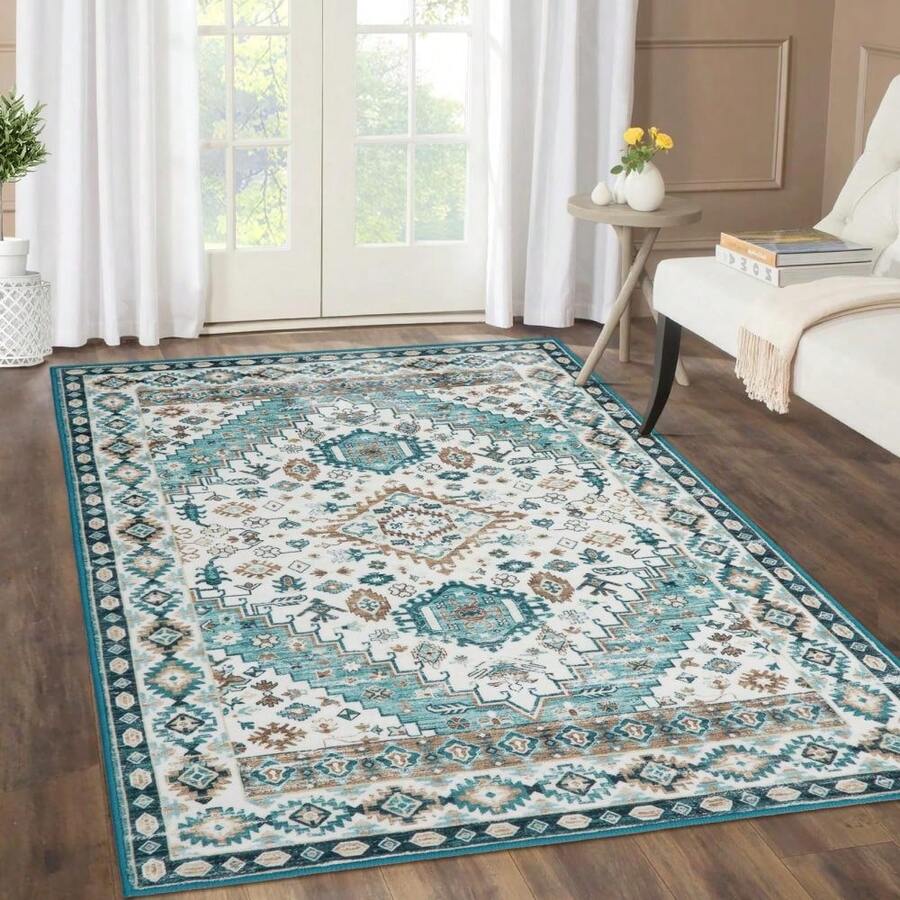 Area Rugs, Vintage Hallway Rug Machine Washable Area Rug Low Pile Rugs Non-Slip Non-Shedding Rug Print Floor Carpet Folable Rug For Bedroom Kitchen Home Decor - Dark Green-120*170cm Germany - View 1