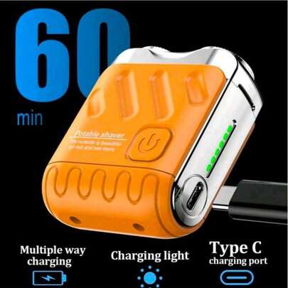 Máy cạo râu điện cầm tay dành cho nam giới, máy cạo râu điện mini, máy cạo râu dùng trong xe hơi, nhỏ gọn và di động, lưỡi dao kép từ tính, sạc USB, thao tác một nút, thời lượng pin dài, món quà lý tưởng cho nam giới.