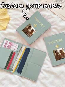 Ayotu Customized Gold Airplane Pattern Passport Holder, Smooth PU Material, Passport And Ticket Storage Bag, Travel Storage Bag, Foldable And Portable Multi-Function Storage Bag, Dust-Proof, Waterproof, Wear-Resistant, Essential Custom Gift For Holidays, Group Travel, And Family Trips - Multicolor - View 12