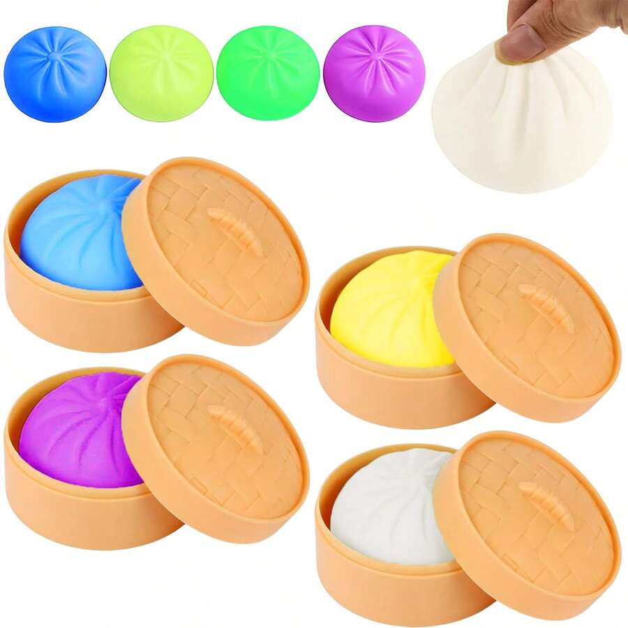 1/2/3 Pcs Squishable Food Stress Relief Toys: Colorful Mini Bread Squeeze Balls, Slow Rebound Anti-Stress Gadgets, Realistic Fake Bread Dough Balls, Stretchable Sensory Desktop Toys, Relieve Anxiety, Office Relaxation, Home Decor | Best Gift For Family And Friends - Multicolor - View 1
