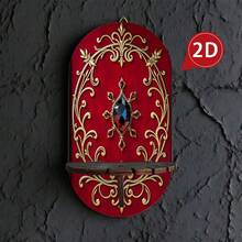 2D Flat Multi-Functional Wall Candle Holder, Printed With Luxurious Golden Floral 2D Pattern, Suitable As Crystal Stone Display Rack, Wall-Mounted Wooden Rack, Candle Holder, Key Hanger, Essential For Holiday Decor, Combining Small Art Wall Rack And Storage Rack - A - View 9