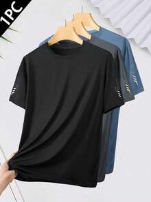1pc Men's Outdoor Breathable Quick-Dry Short Sleeve Shirt, With Printed Pattern On Both Sleeves, Suitable For Outdoor Walking, Office, Party And Other Occasions Sports - Black - View 11