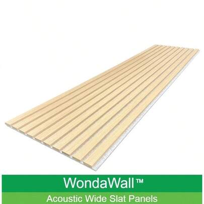 Original Oak On Grey Acoustic Wide Slat Wall Panel 2400mm X 600mm Modern Style