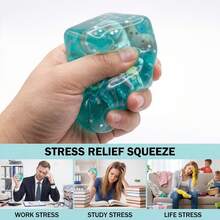 1pc Ocean Sea Creature Transparent Water Squeeze Toy, Seashell Fish Filled Clear Cube & Round Squishy Stress Ball, Soft TPR Glitter Sensory Fidget Toy For Anxiety Relief & Focus Training, Independence Day Gift - NNL06 - View 2
