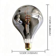 1个复古LED灯丝灯泡，G125外星人造型LED灯泡，220-240V，4W，E27灯头，2300K暖光，灰琥珀色玻璃，可调光装饰照明灯泡，适用于客厅、卧室、餐厅、咖啡厅、酒吧、家居装饰，尺寸：4.92英寸 x 6.88英寸 - Warm Yellow Light - 查看 5