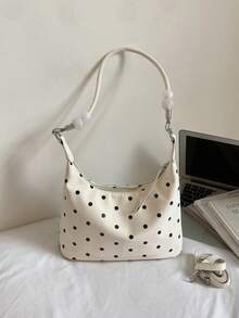 2026 New Summer Polka Dot Fashion Shoulder Bag, Soft Large Capacity Commute/School Tote Bag For Women - White - View 9