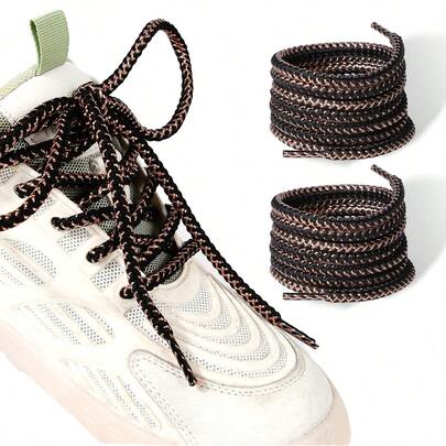 1 Pair Colorful Aluminum Wire Round Shoelaces, Metallic Gold/Silver Laces, Black/White Laces For Sneakers And Sports Shoes