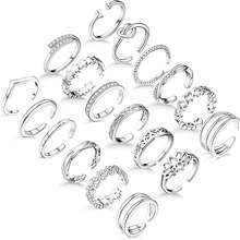 Bộ 18 chiếc nhẫn ngón chân nữ mạ vàng/bạc chống oxy hóa, đính đá CZ hình hoa, có thể điều chỉnh kích thước, trang sức chân mùa hè đi biển. - Nhiều màu - Xem 7