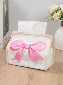 1pc Pink Bow Tissue Box, Cute Bow Tissue Holder Suitable For Car, Kitchen, Bedroom, Bathroom, Living Room, Birthday Girl, Party Decor, Home Decor, Vanity, Gift For Her, Napkin Holder, Kitchen Counter Decor, Car Interior Decor, Facial Tissue Box, Teenage Girl Bedroom Decor, Mother's Day Gift, Decorative Tissue Box - Pink Bow - View 10