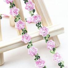 2 tamaños de cinta bordada de poliéster de colores mixtos, 2cm/0.78in de ancho, adorno decorativo de encaje para costura DIY - flores - Ver 5
