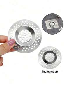 1pc 2.83 Inch Bath Tub Drain Cover - Shower Hair Drain Net, Bathtub Drain Strainer, Bathroom Sink Filter Basket, Home Bathroom Decor, Summer - Silver - View 7