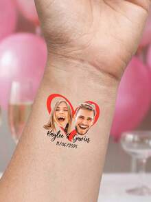 Custom Temporary Tattoo Stickers, Personalized Photo Design, Funny Party Aesthetic Body Art, Custom Text Face Tattoo Decal For Bachelorette Party Birthday Celebration, Mother's Day, Customizable Picture Event Favor Gift,Bridal Shower Night Decoration - Multicolor - View 8