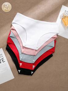 5 chiếc quần lót nữ bằng cotton co giãn cao, màu trơn, in chữ, cạp thấp, thoải mái ôm sát. - Nhiều màu - Xem 17
