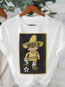 T Shirt Mode Bequem Sommer Freizeit  Basic Top Neue Kollektion - White - View 2