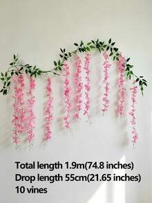 1条/10条装，190厘米/74.8英寸，蓝、紫、白、粉、黄四色人造紫藤花环，适用于婚礼拱门、派对、花园、家居装饰、节日礼物。婚礼装饰、精美房间装饰、家居装饰、情人节、生日、毕业礼物。 - 粉色 - 查看 8