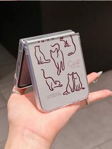 1个时尚简约磨砂PC材质，简约可爱线条猫咪花朵元素折叠手机壳，可保护手机并防止跌落，适用于：三星Galaxy Zflip 3/Zflip 4/Zflip 5/Zflip 6/Zflip 7/ Find N3 Flip/ Razr 50 Ultra/ Razr 60 Ultra/ 60/ Razr 50/小米MIX Flip/Galaxy Z Flip7 FE - 無色 - 查看 2