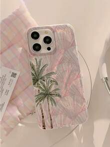 1个夏季海洋贝壳棕榈树图案防水、防指纹、防刮透明IMD软面光滑手机壳，适合表白、送给朋友、家人、情侣、生日、节日礼物，兼容 17/17 Plus/17 Pro/17 Pro Max - 彩色 - 查看 5