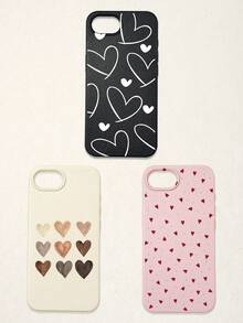 3 pièces Étui de téléphone  avec imprimé cœur, anti-chute, anti-rayures et antidérapant. Design esthétique kawaii avec cœurs rouges, beiges dégradés et lignes blanches. Compatible avec iPhone 11/12/13/14/15/16/16 Plus/17/17 Pro/17 Pro Max/16e et Galaxy S24 Ultra/S25 Ultra/A06 - Multicolore - Voir 59