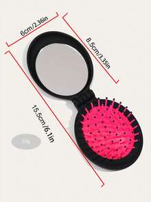 1 Mini Comb With Mirror, Dragon Fruit Color, Printed With Rhinestone Bow; Shining Accessories; Portable Travel Folding Comb, Women's Pocket Comb, Folding Airbag Comb, 2-In-1 Massage Comb - Multicolor - View 8