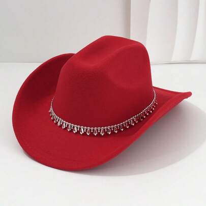 1 Mũ nam, màu trơn thời trang, mũ nỉ len một quai với dải trang trí họa tiết hình thoi, mũ cao bồi miền Tây thời thượng, phù hợp cho cô dâu, biểu diễn, tiệc tùng, hoạt động ngoài trời quanh năm, unisex.