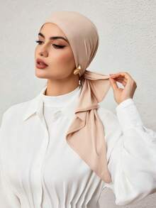 1件装速戴三角头巾，一体式系带设计，快速佩戴不滑落，无需内衬帽，适合日常佩戴、祈祷和外出。 - 杏色 - 查看 4