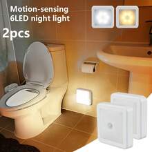 Bộ 2 đèn LED cảm biến thông minh 6 bóng, thiết kế vuông hiện đại, thích hợp cho hành lang, cầu thang, phòng khách, phòng ngủ (không bao gồm pin), lý tưởng cho nhà ở, gara và văn phòng. - ánh sáng trắng - Xem 4