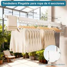 Gugxiom Tendedero de Ropa Ajustable 360° Tendedero Plegable para Ropa tendedero retractil Pared con 18 Agujeros soportar una Carga de 40 kg para Lavandería Balcón Vestíbulo Dormitorio - Blanco - Ver 5