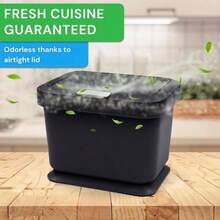 Compost Bin 5L - Kitchen Food Waste Caddy - Lid Opens With Push Button - Countertop Small Counter Trash Can - Odour Proof Container - Indoor Recycling Composter With Non Slip Base Charcoal - 木炭 - 查看 8