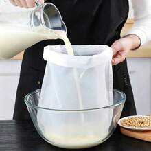12/6个装布质过滤袋，现代白色多功能厨房网状滤袋，厨房过滤袋套装，细网设计，必备厨房工具及配件，送给家庭厨师的理想厨房礼物，节省空间的厨房收纳好帮手，无缝过滤，耐用可重复使用的高品质尼龙网袋 - 适用于豆浆、果汁、家庭酿造和旅行厨房必备品 - 查看 3