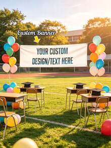 1pc Customized Banner, Indoor/Outdoor Banner, Graduation Banner, Personalized Full-Color Banner Sign, Suitable For Indoor/Outdoor Events, Retail, Party, Image, Logo, Text, Advertising, Multifunctional, Decorative, Exquisite, Fashionable, Cute, Modern - Multicolor - View 2